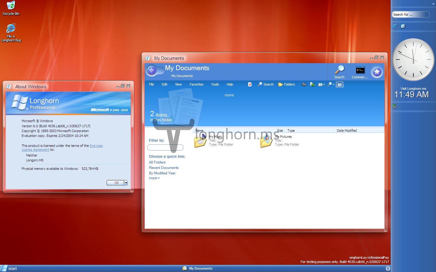 Windows Longhorn Build 4011